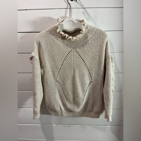 📍RINASCIMENTO Ivory Ruffled Knit Sweater – Romantic Texture size S/M - Picture 10 of 15